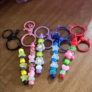 Beaded Flower Keychain Charm - Assorted Colors